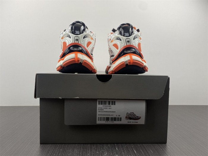 blcg runner sneaker in white, orange and black mesh and nylon blc52001