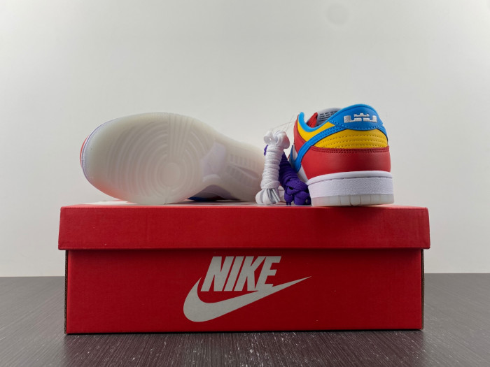 lebron james nike dunk low fruity pebbles dh8009-600