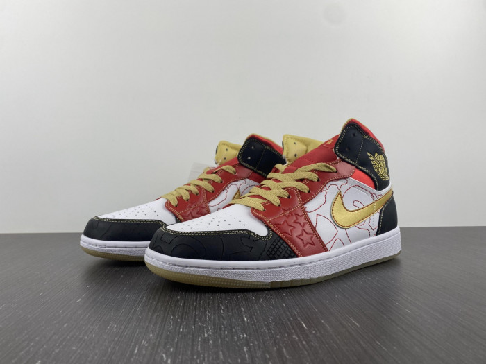 air jordan 1 mid xq white black sport red - dv0576-176