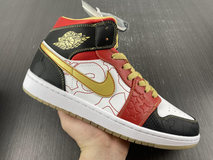 air jordan 1 mid xq white black sport red - dv0576-176