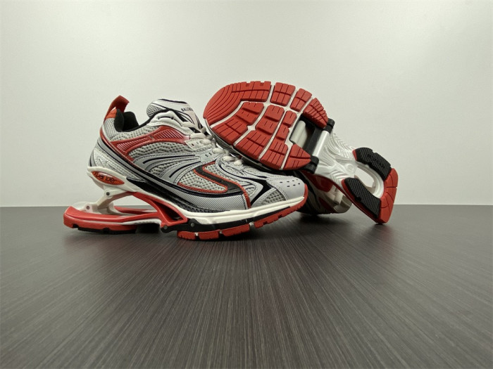 blcg x-pander 6.0 sneaker in red, silver, black and white mesh and nylon w2ra46012