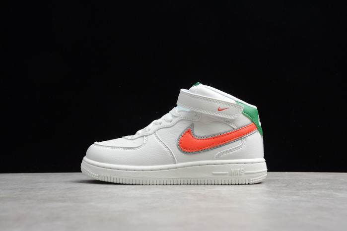 kids nike air force 1 mid 07 white green orange 314193-100