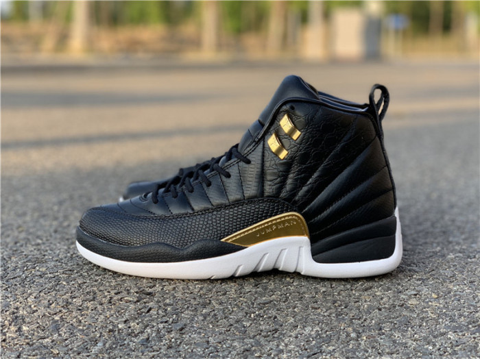 air jordan 12 retro ''reptile'' black/metallic gold-white ao6068-007