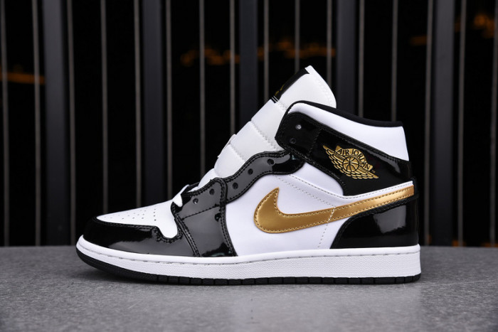 air jordan 1 mid patent ''black gold'' - 852542-007