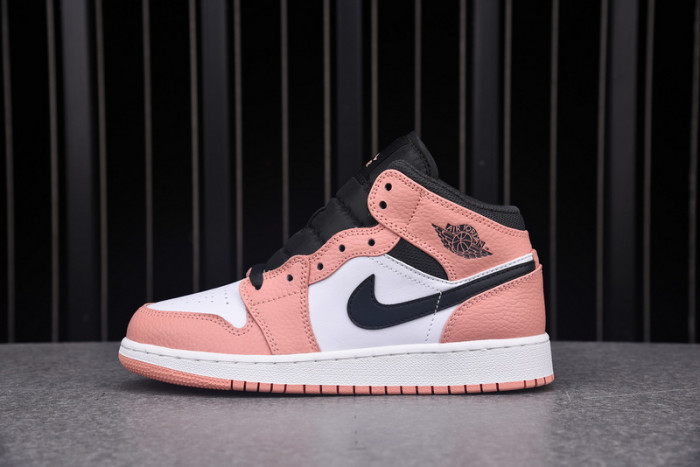 air jordan 1 mid pink quartz (gs) - 555112-603