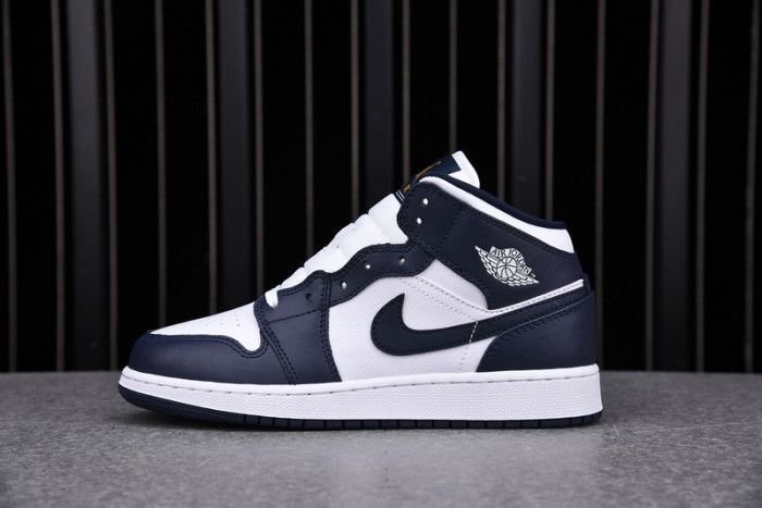 air jordan 1 mid gs obsidian white metallic gold 554725-174