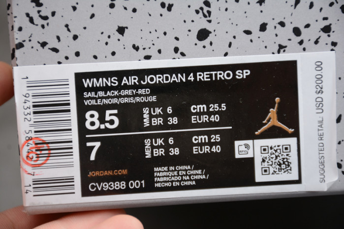ofw x air jordan 4 “bred” cv9388-001