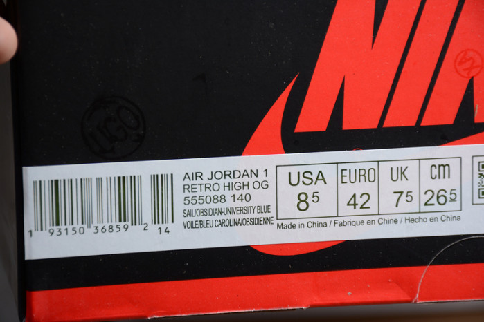 air jordan 1 retro high og | unc - obsidian university blue 555088-140
