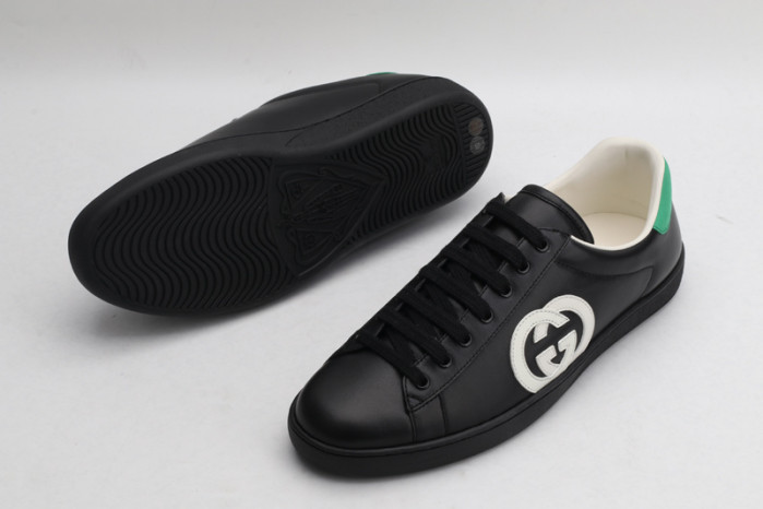 gucc low-top black ace interlocking g leather sneaker