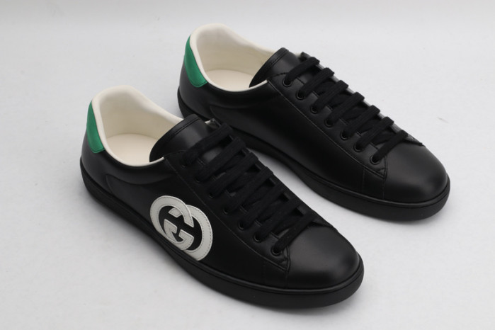 gucc low-top black ace interlocking g leather sneaker
