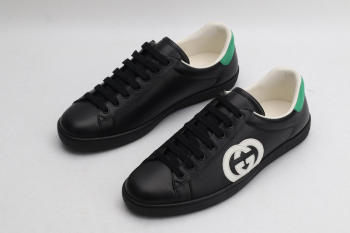 gucc low-top black ace interlocking g leather sneaker