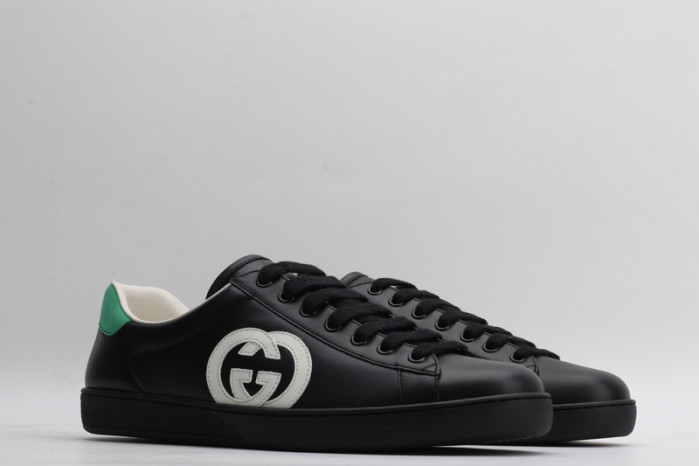 gucc low-top black ace interlocking g leather sneaker