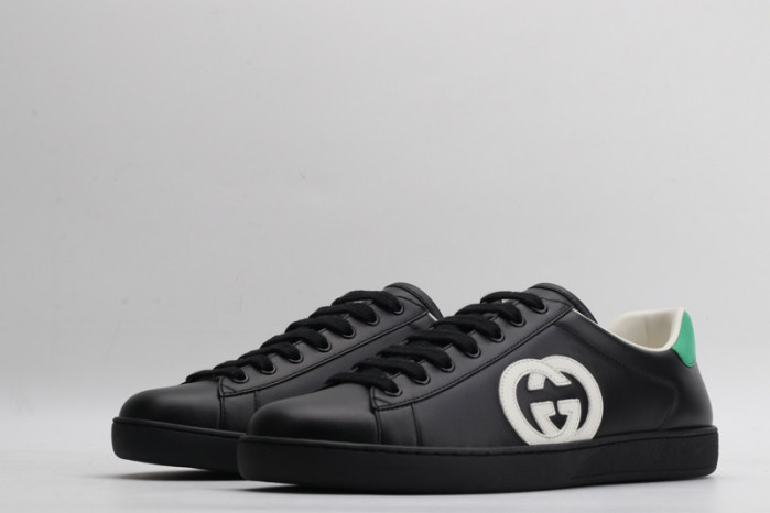 gucc low-top black ace interlocking g leather sneaker