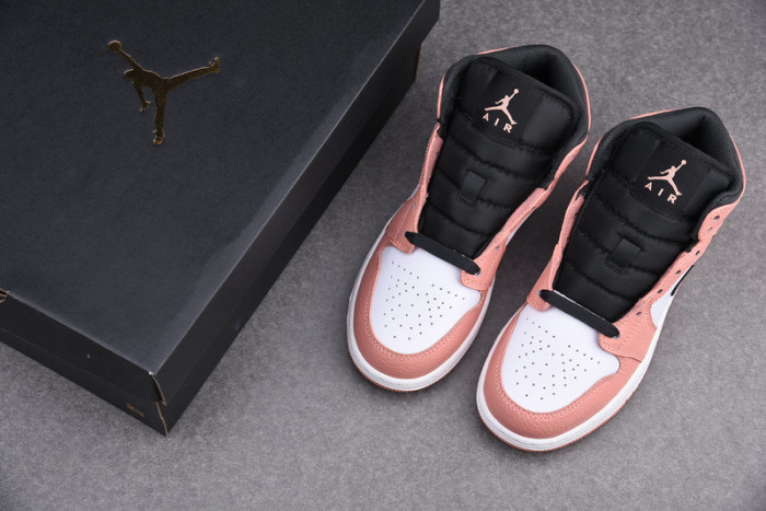 air jordan 1 mid pink quartz (gs) - 555112-603