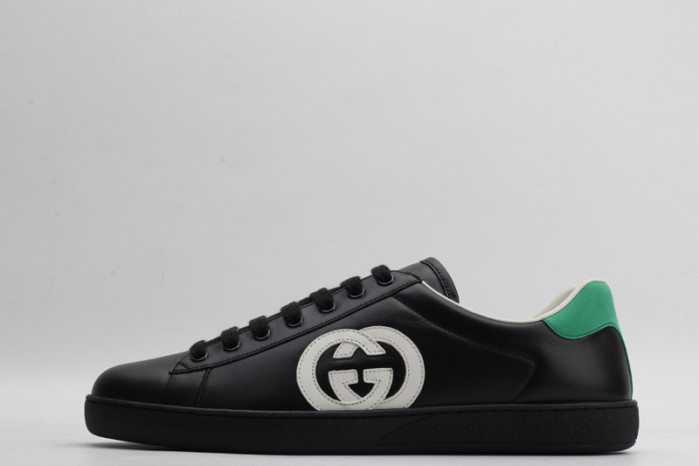 gucc low-top black ace interlocking g leather sneaker