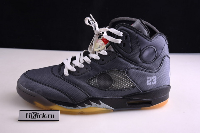 air jordan 5 retro ofw black/muslin-fire red ct8480-001